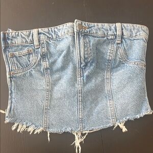 Frayed Hem Denim Corset